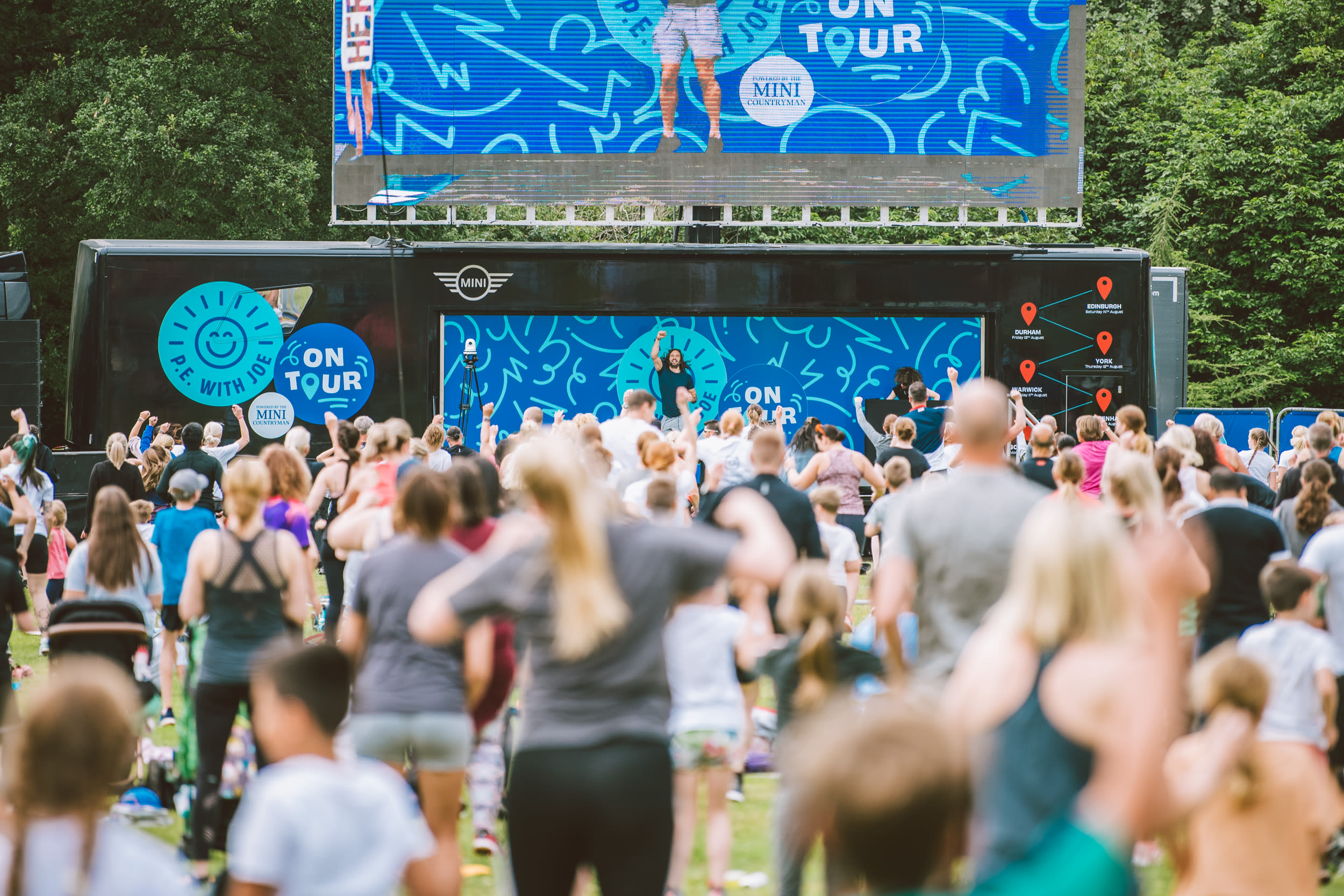 Joe exercising with a group of people